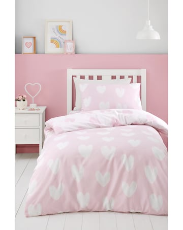 Catherine Lansfield Brushed Cotton Hearts Duvet Cover Set