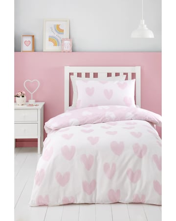 Catherine Lansfield Brushed Cotton Hearts Duvet Cover Set