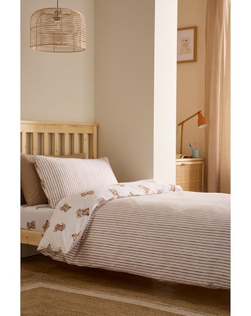 Catherine Lansfield Brushed Cotton Teddy Bear Reversible Duvet Cover Set