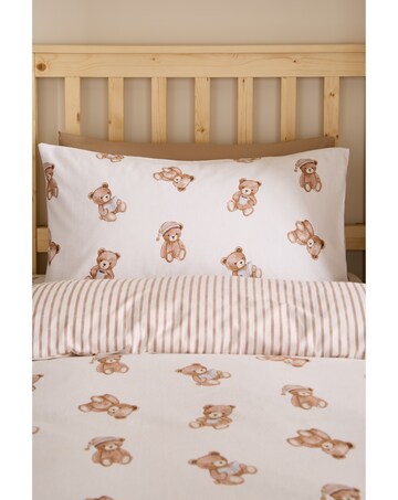 Catherine Lansfield Brushed Cotton Teddy Bear Reversible Duvet Cover Set