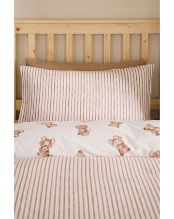 Catherine Lansfield Brushed Cotton Teddy Bear Reversible Duvet Cover Set