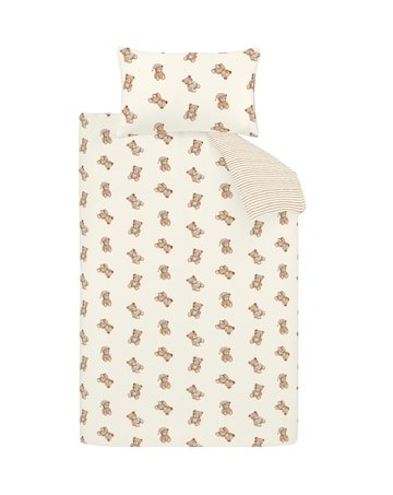 Catherine Lansfield Brushed Cotton Teddy Bear Reversible Duvet Cover Set