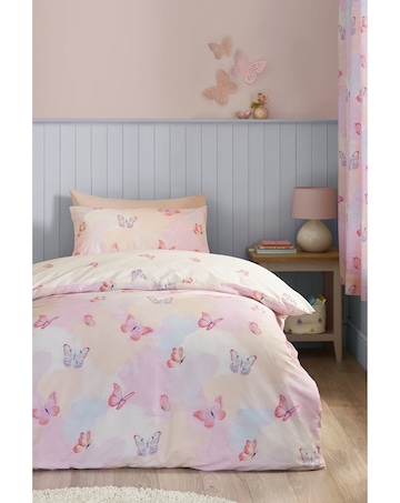 Catherine Lansfield Ombre Butterflies Reversible Duvet Cover Set