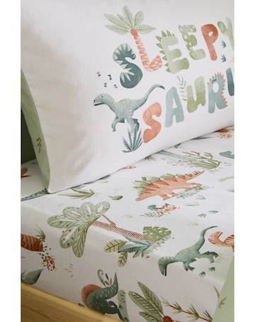 Catherine Lansfield Brushed Cotton Sleepy Saurus Dino Fitted Sheet