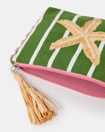 Accessorize Raffia Starfish Stripe Pouch