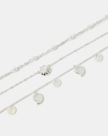 Accessorize 3-Pack Shell Charm Anklets