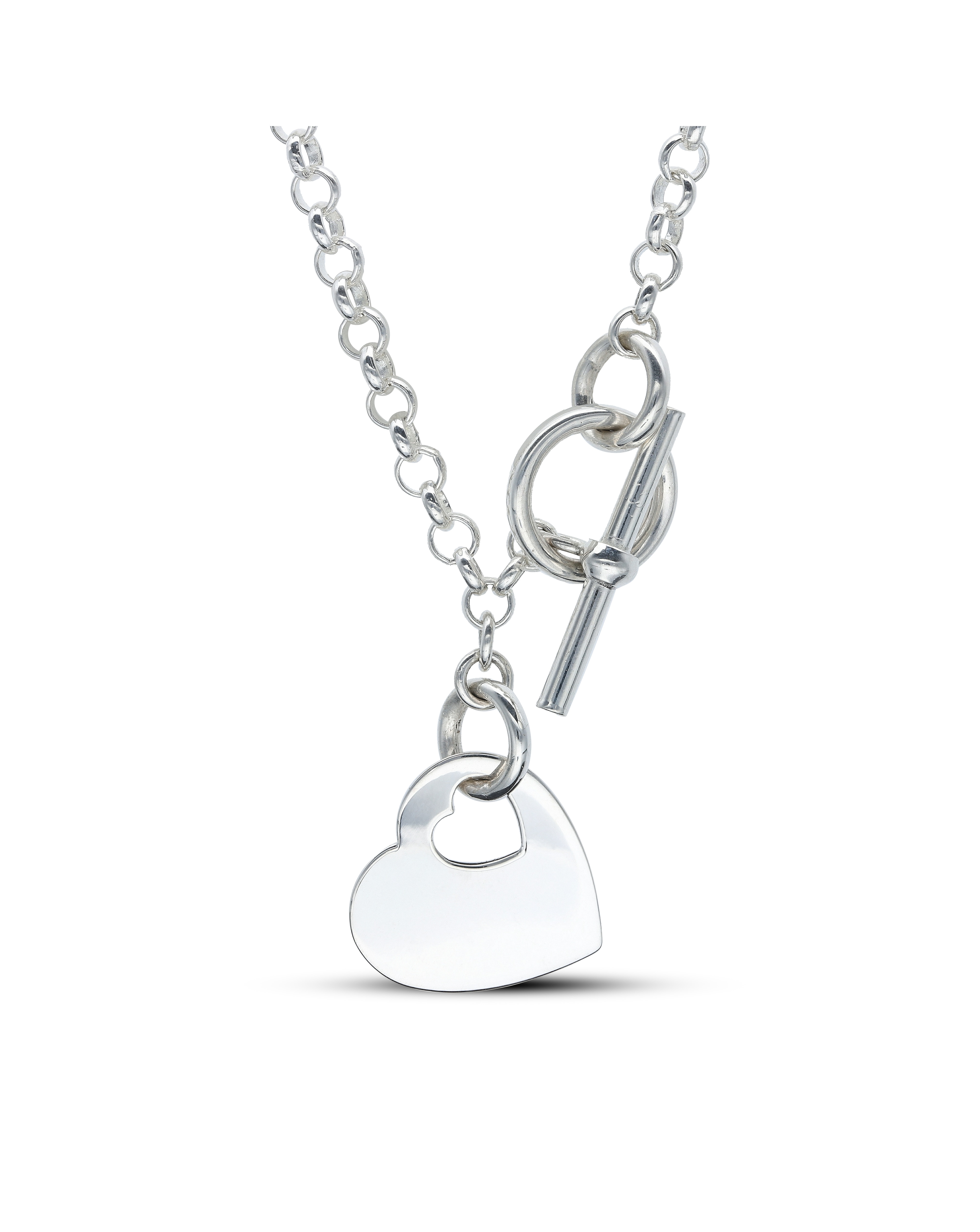 Sterling Silver Heart Tbar Necklace