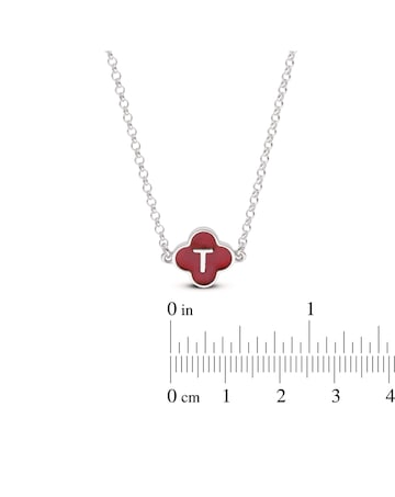Sterling Silver Red Clover Initial Pendant