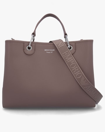 Emporio Armani Taupe Pebbled Shopper With Pouch