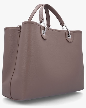 Emporio Armani Taupe Pebbled Shopper With Pouch