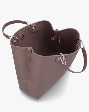 Emporio Armani Taupe Pebbled Shopper With Pouch