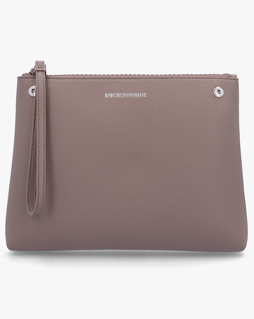 Emporio Armani Taupe Pebbled Shopper With Pouch