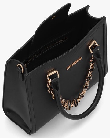 Love Moschino Chain Logo Black Leather Tote Bag