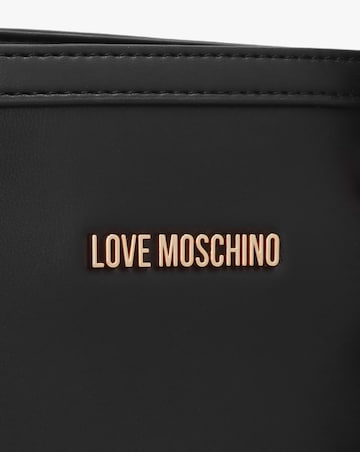 Love Moschino Chain Logo Black Leather Tote Bag