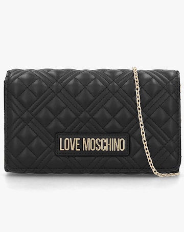 Love Moschino Diamond Quilt Flapover Black Cross-Body Bag