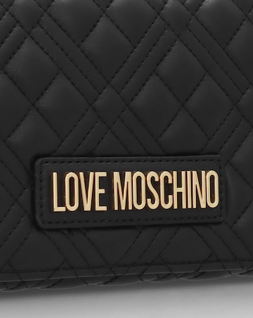 Love Moschino Diamond Quilt Flapover Black Cross-Body Bag