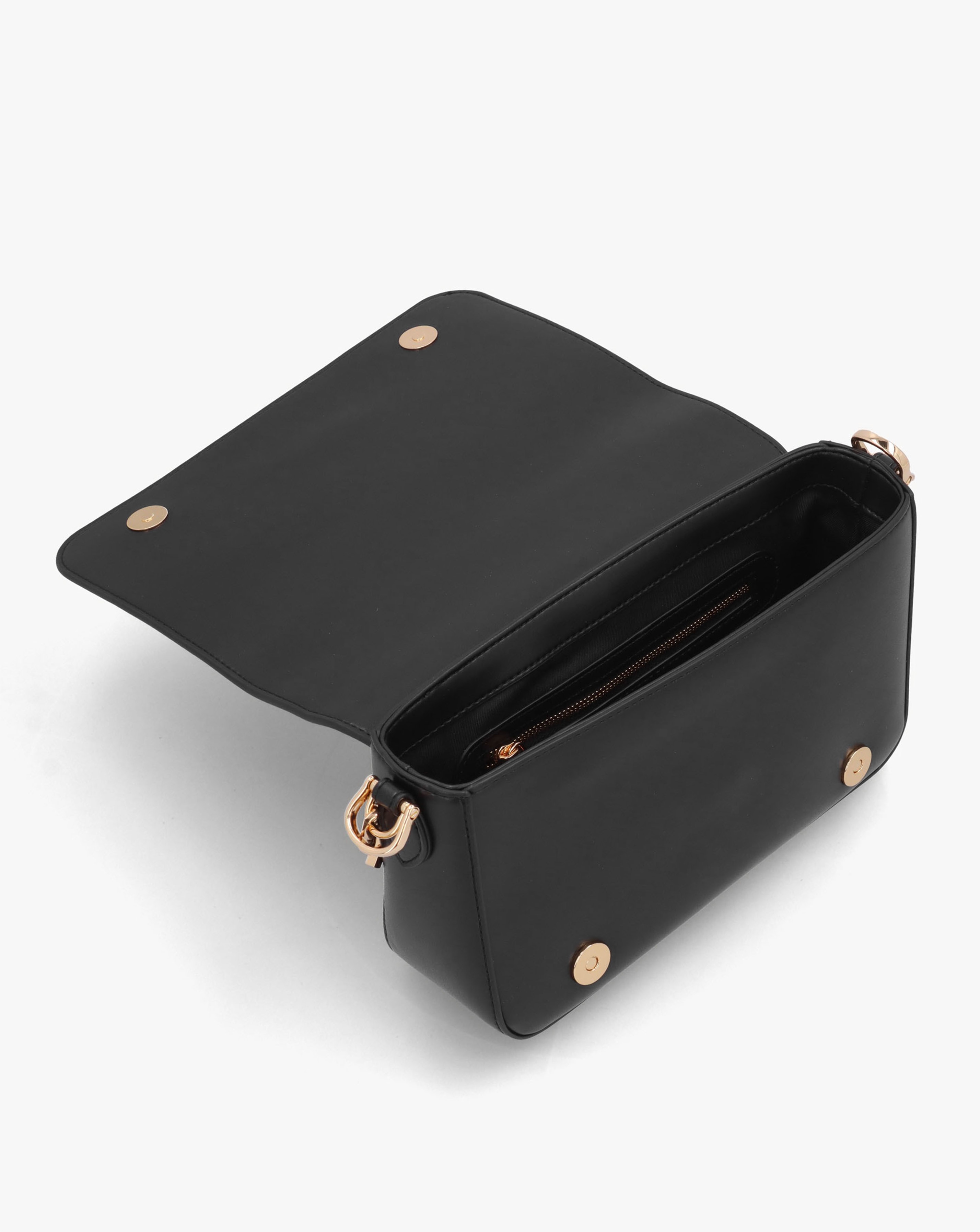 Love Moschino Chain Logo Black Flapover Cross-Body Bag | JD Williams