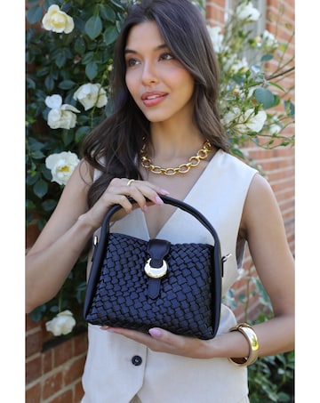 Luella Grey Maggie Black Weave Crossbody