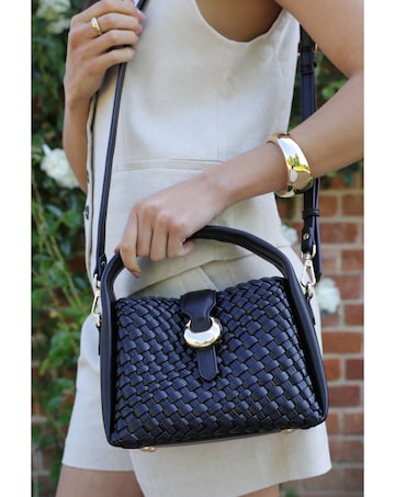 Luella Grey Maggie Black Weave Crossbody
