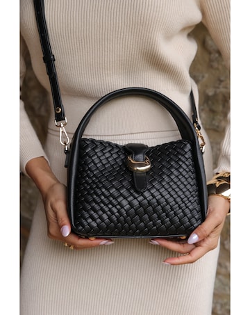 Luella Grey Maggie Black Weave Crossbody