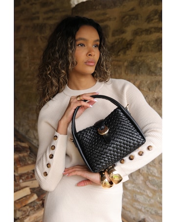 Luella Grey Maggie Black Weave Crossbody