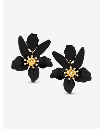 Mood Jet Resin Flower Statement Drop Earrings
