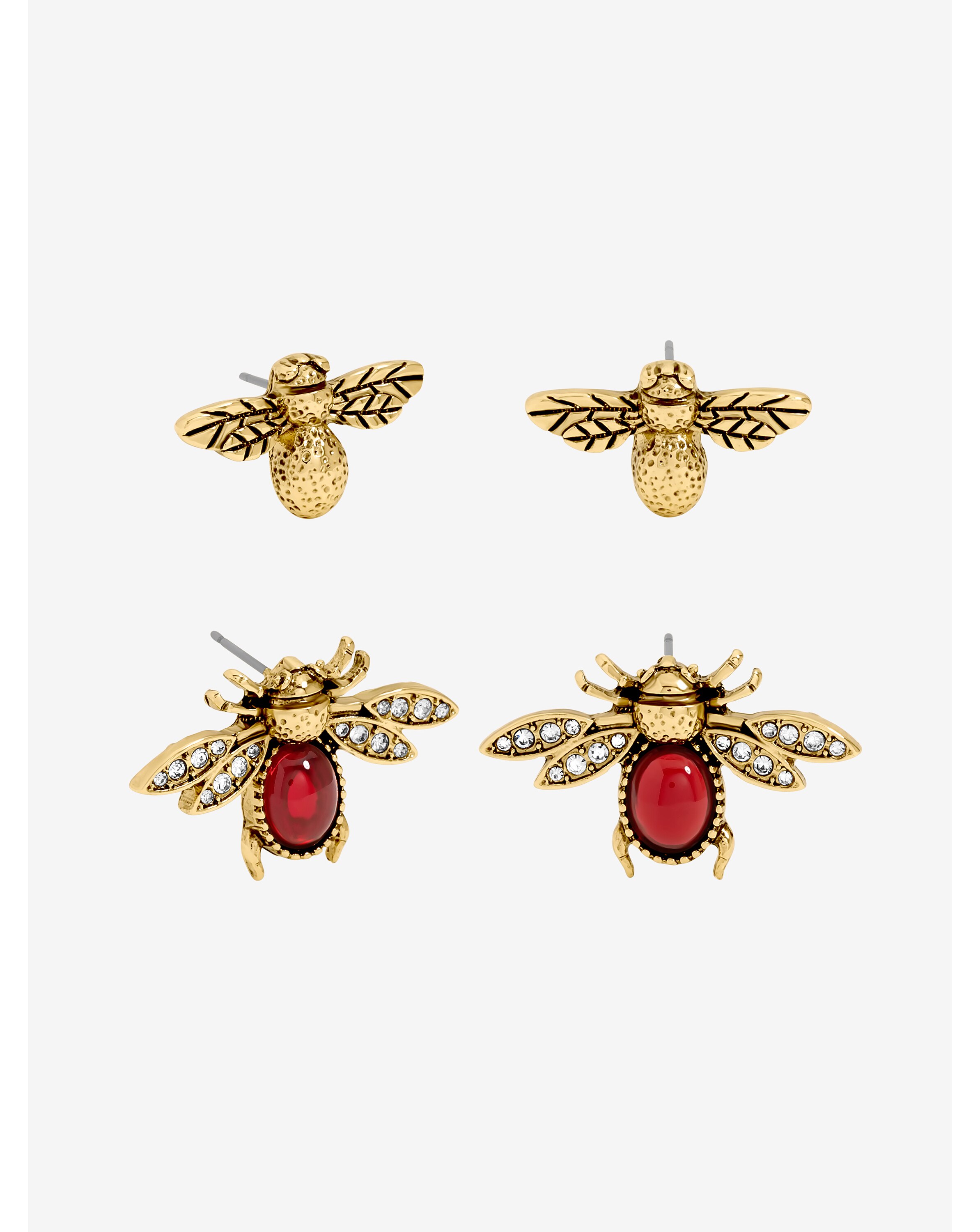 Gold & Red Insect Studs - Pack of 2