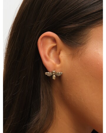 Mood Antique Gold Polished & Red Insect Stud Earrings - Pack of 2