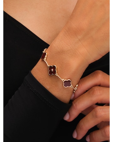 Mood Gold Polished & Burgundy Clover Bracelet