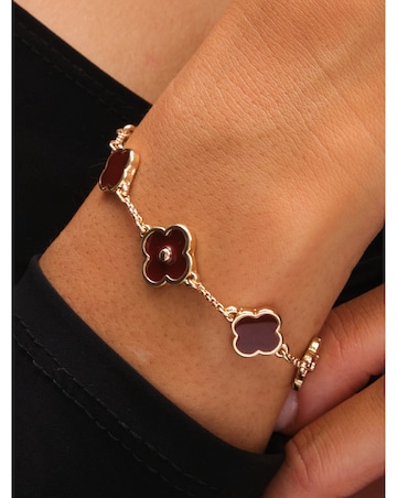 Mood Gold Polished & Burgundy Clover Bracelet