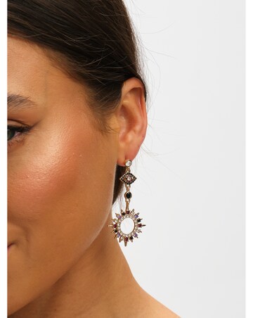 Mood Gold & Multi Colour Crystal Mismatch Celestial Earrings