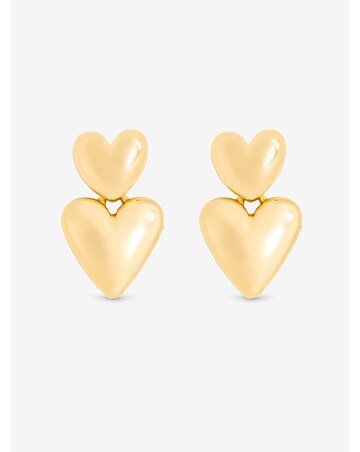 Mood Gold Polished Puffed Heart Drop Earrings