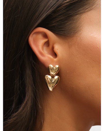 Mood Gold Polished Puffed Heart Drop Earrings