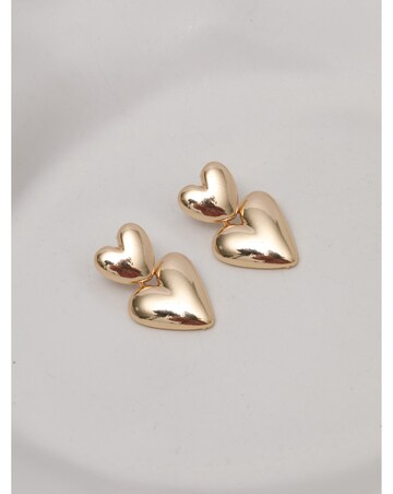 Mood Gold Polished Puffed Heart Drop Earrings