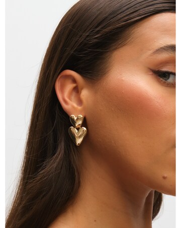 Mood Gold Polished Puffed Heart Drop Earrings