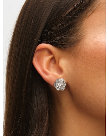 Mood Silver Floral Crystal Stud & Hoop Earrings - Pack of 3