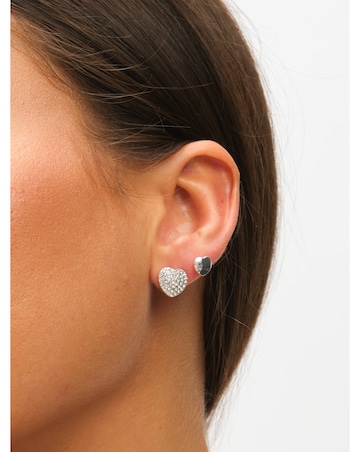 Mood Mixed Plated Crystal Heart Stud Earrings - Pack of 3