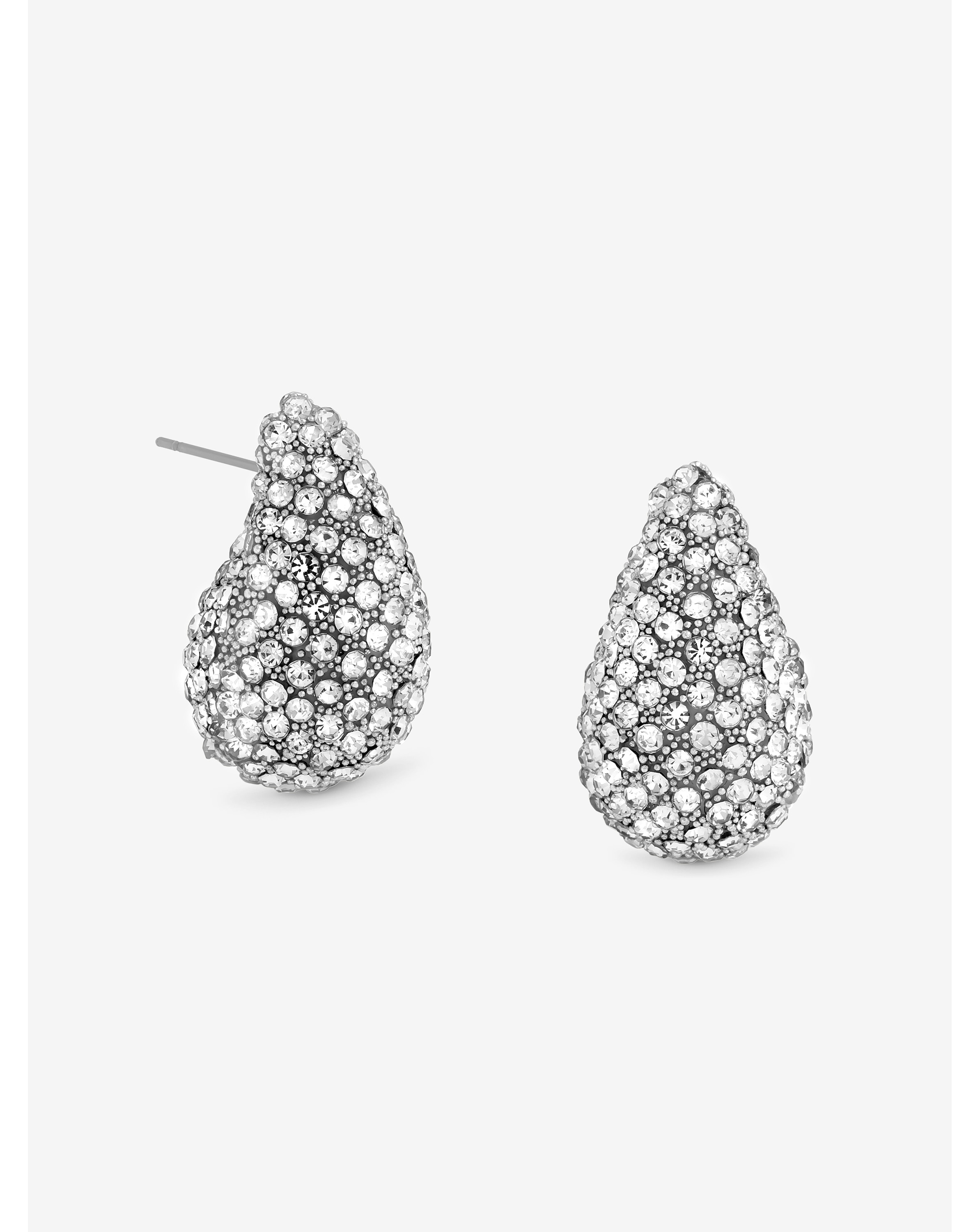 Silver Crystal Dome Stud Earrings