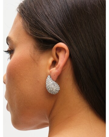 Mood Silver Crystal Dome Stud Earrings