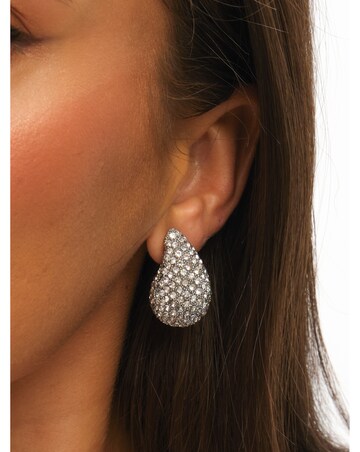 Mood Silver Crystal Dome Stud Earrings