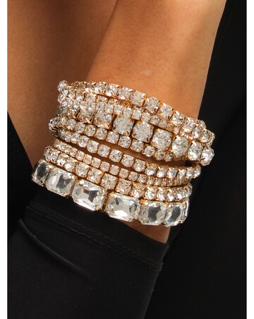 Mood Gold Crystal Multipack Stretch Bracelets - Pack of 7