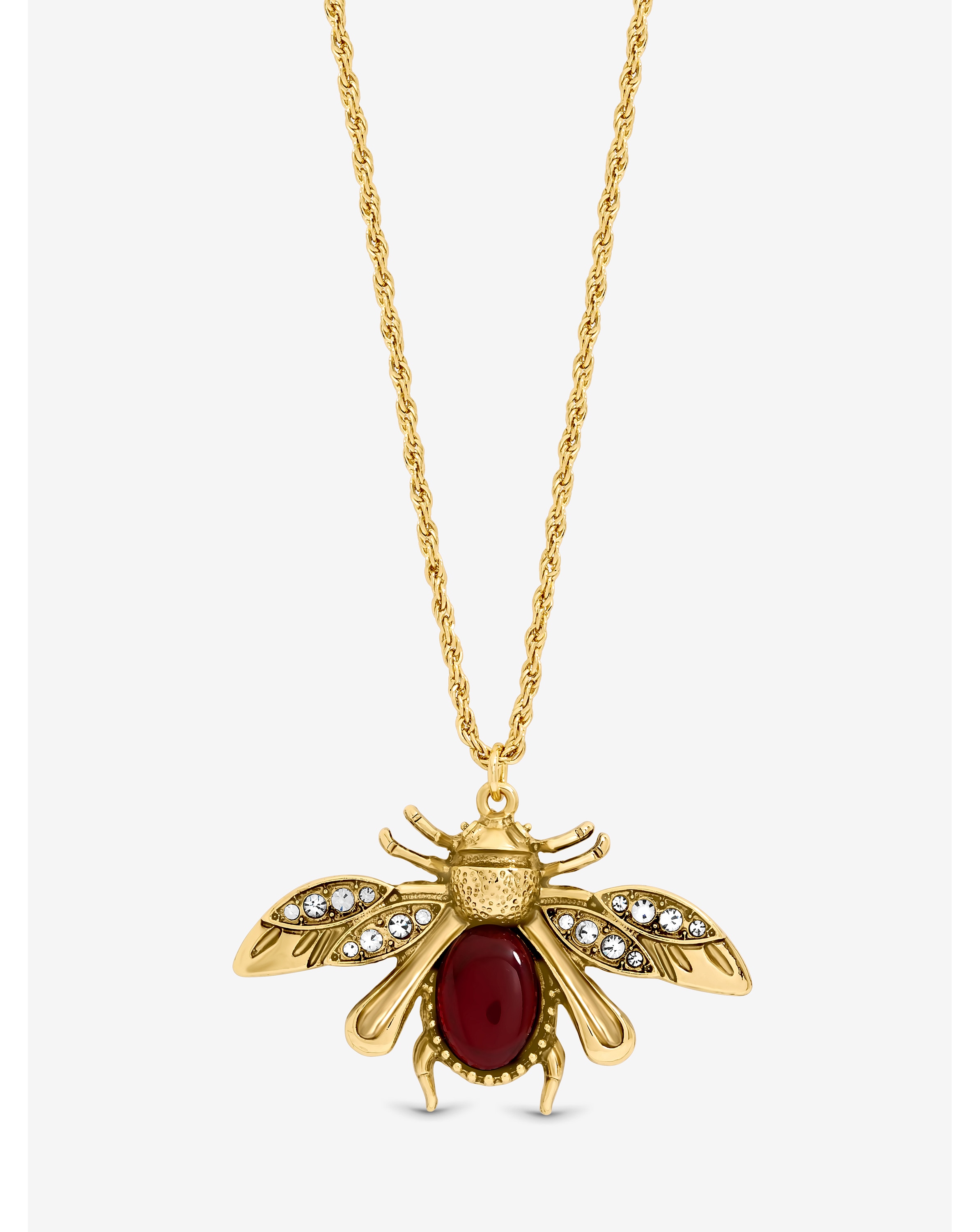 Gold Twisted Rope Insect Long Pendant