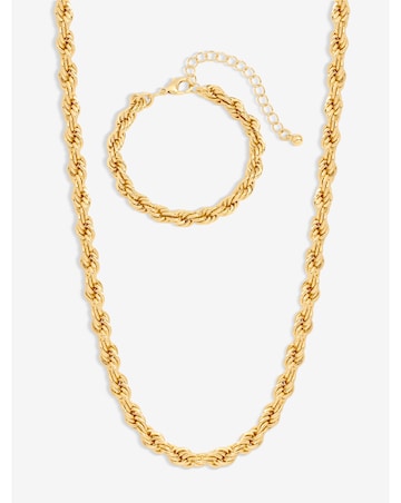 Mood Gold Twisted Rope Necklace & Bracelet Set