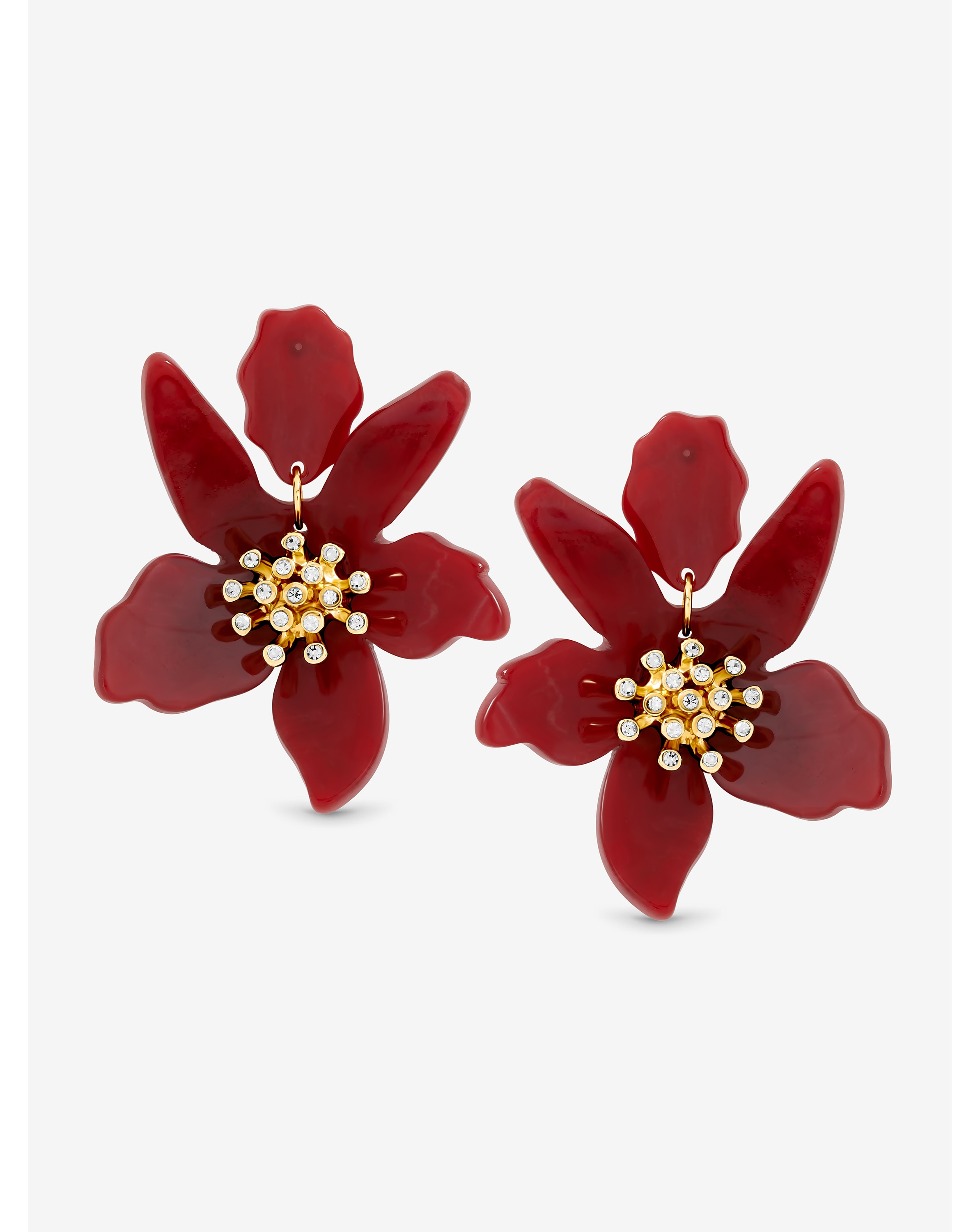 Burgundy Flower Statement Drop Earrings