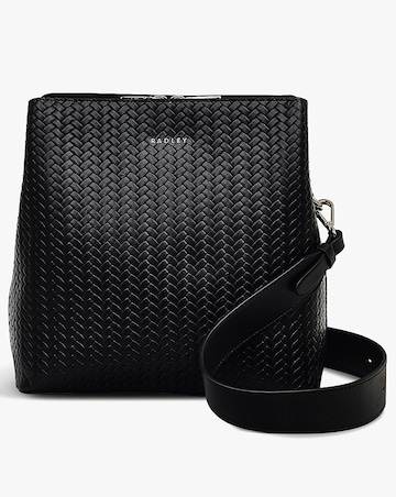 Radley Dukes Place Weave Medium Compartment Black Leather Cross-Body