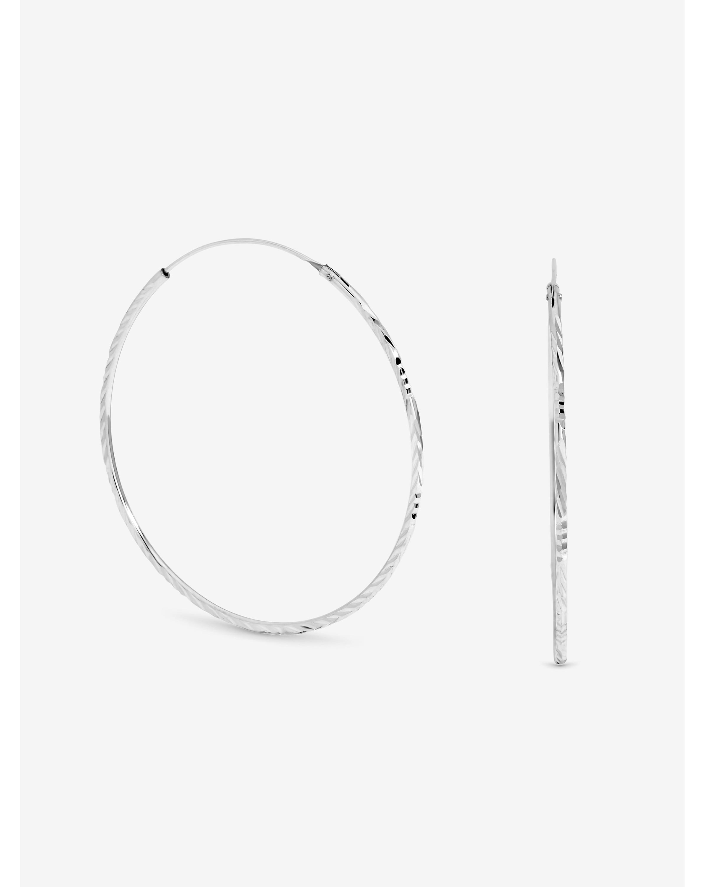 Sterling Silver 925 50mm Sleeper Hoops