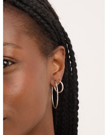 Simply Silver Sterling Silver 925 Polished Diamond Cut Sleeper Hoop Earrings