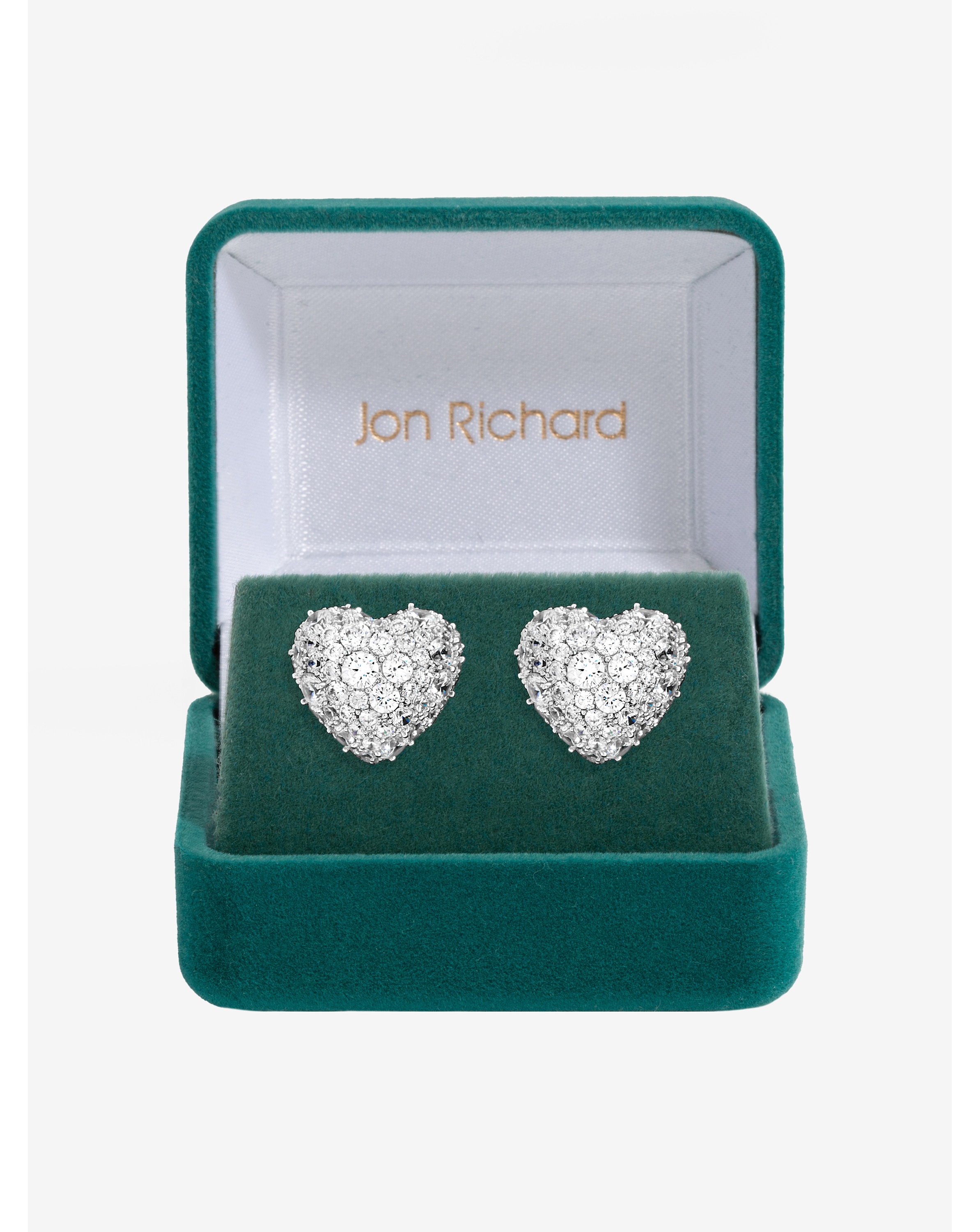 Rhodium Plated and Pave Heart Studs