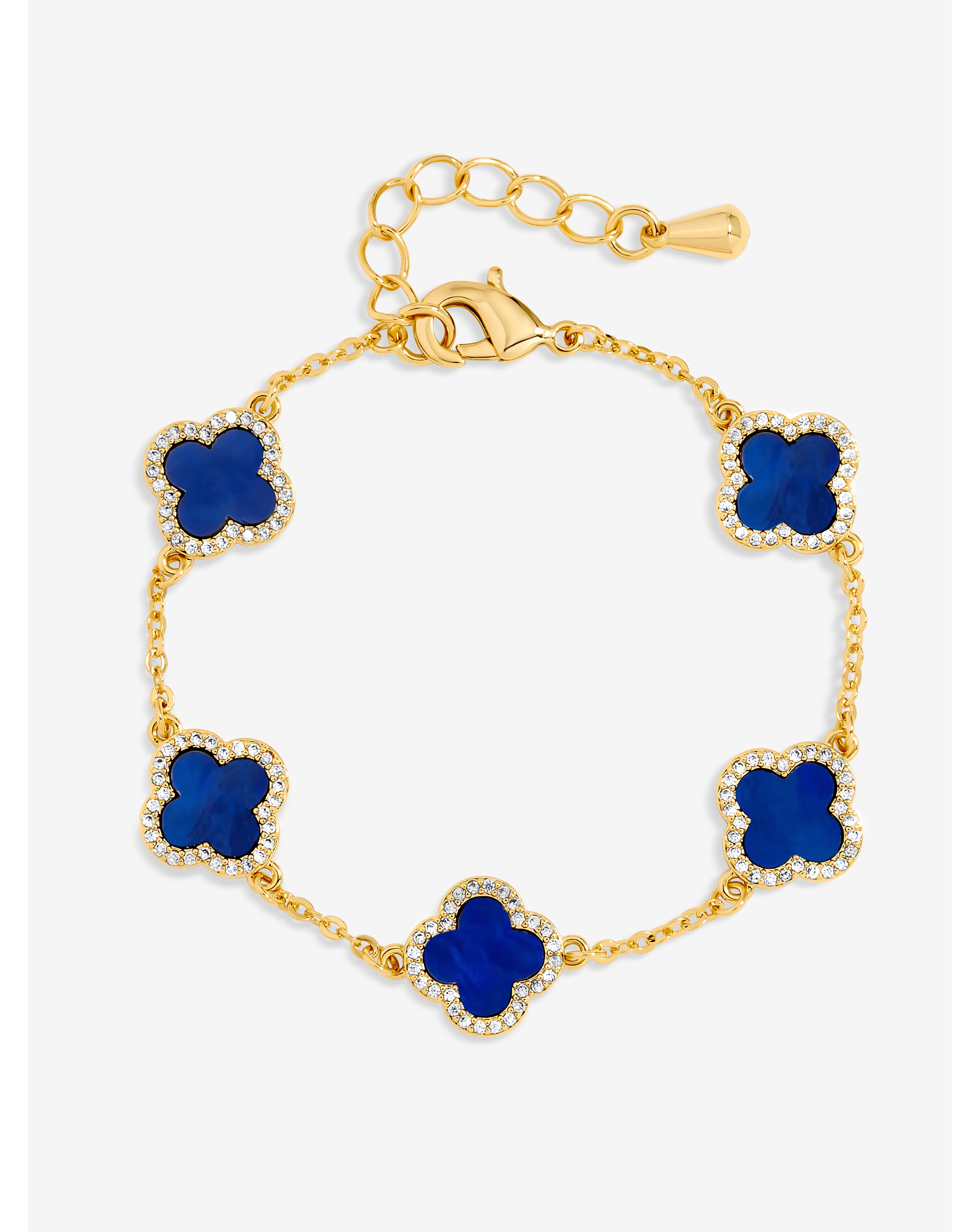 Gold Plated Lapis Clover Bracelet