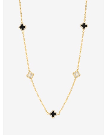 Jon Richard Gold Plated Pave and Jet Clover Necklace